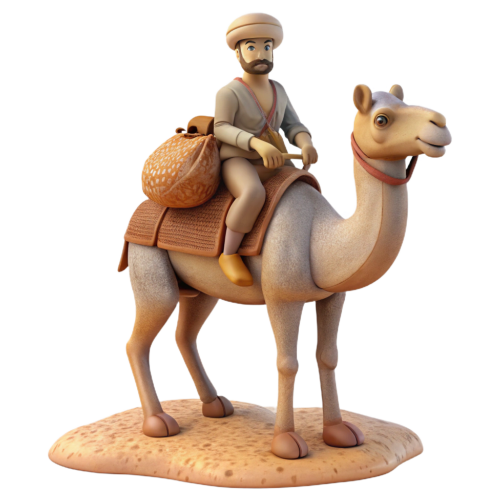wonderful artistic Man Riding Camel in Desert Cutout 4K png