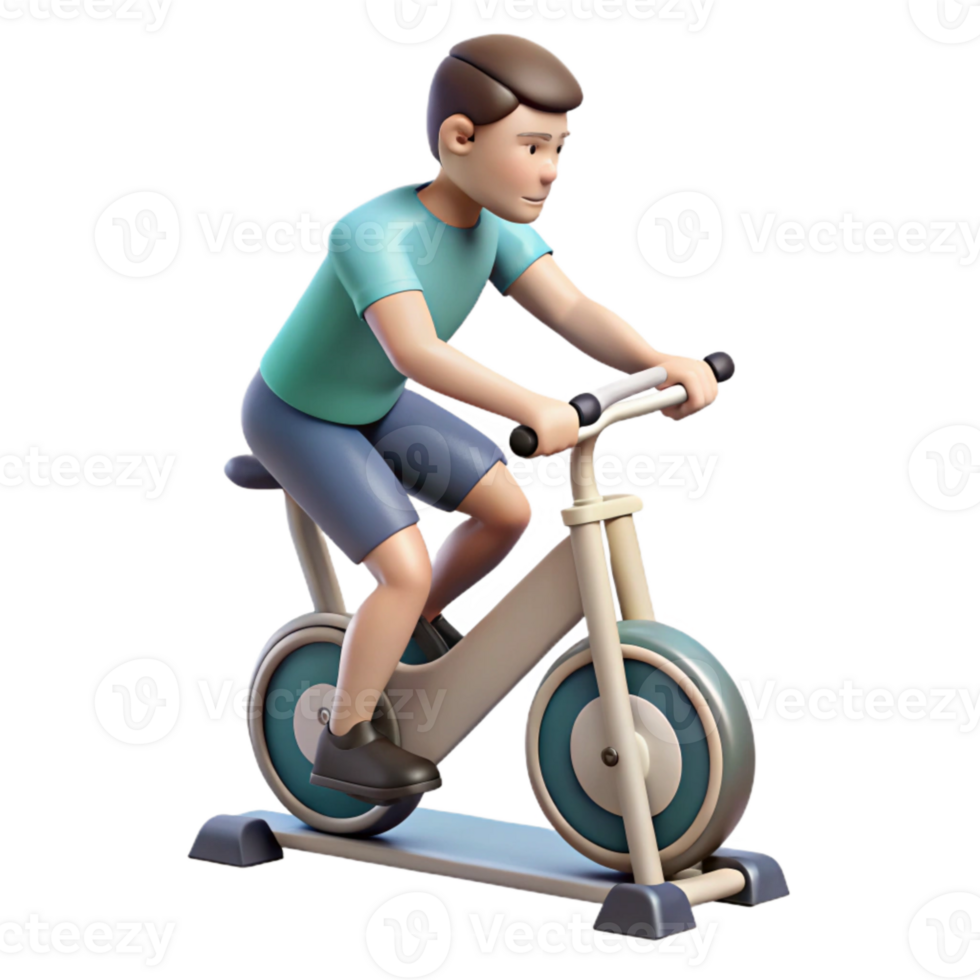 extraordinary artistic Man Riding Stationary Bike Side View Isolated detailed png