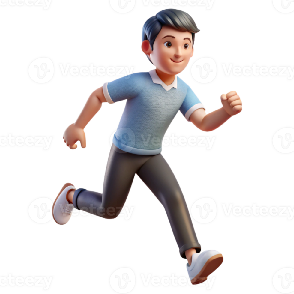 vibrant modern Man Running Forward Motion Blur Isolated original png