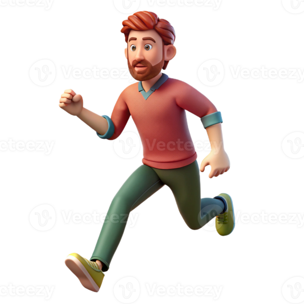 vibrant rustic Man Running Forward Motion Blur Isolated original png