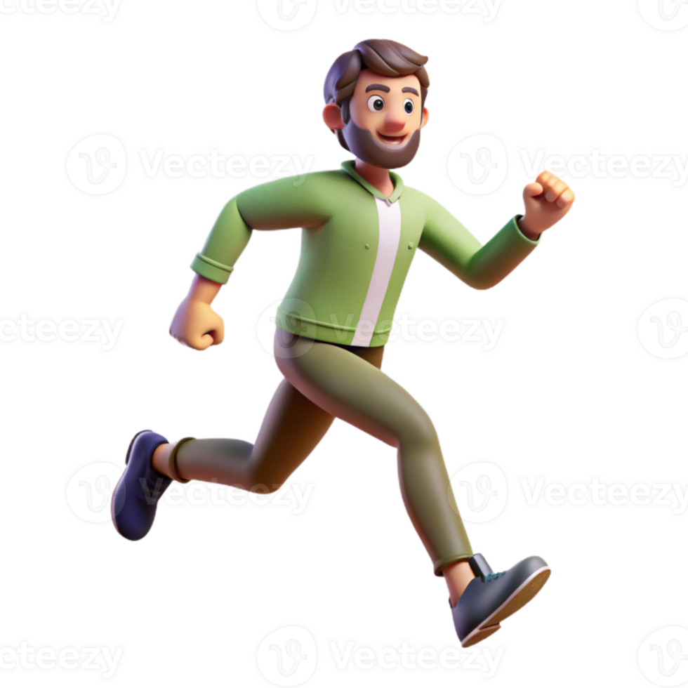 elegant traditional Man Running Forward Motion Blur Isolated authentic png