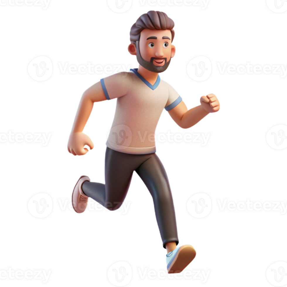 extraordinary rustic Man Running Front View Isolated Cutout professional png