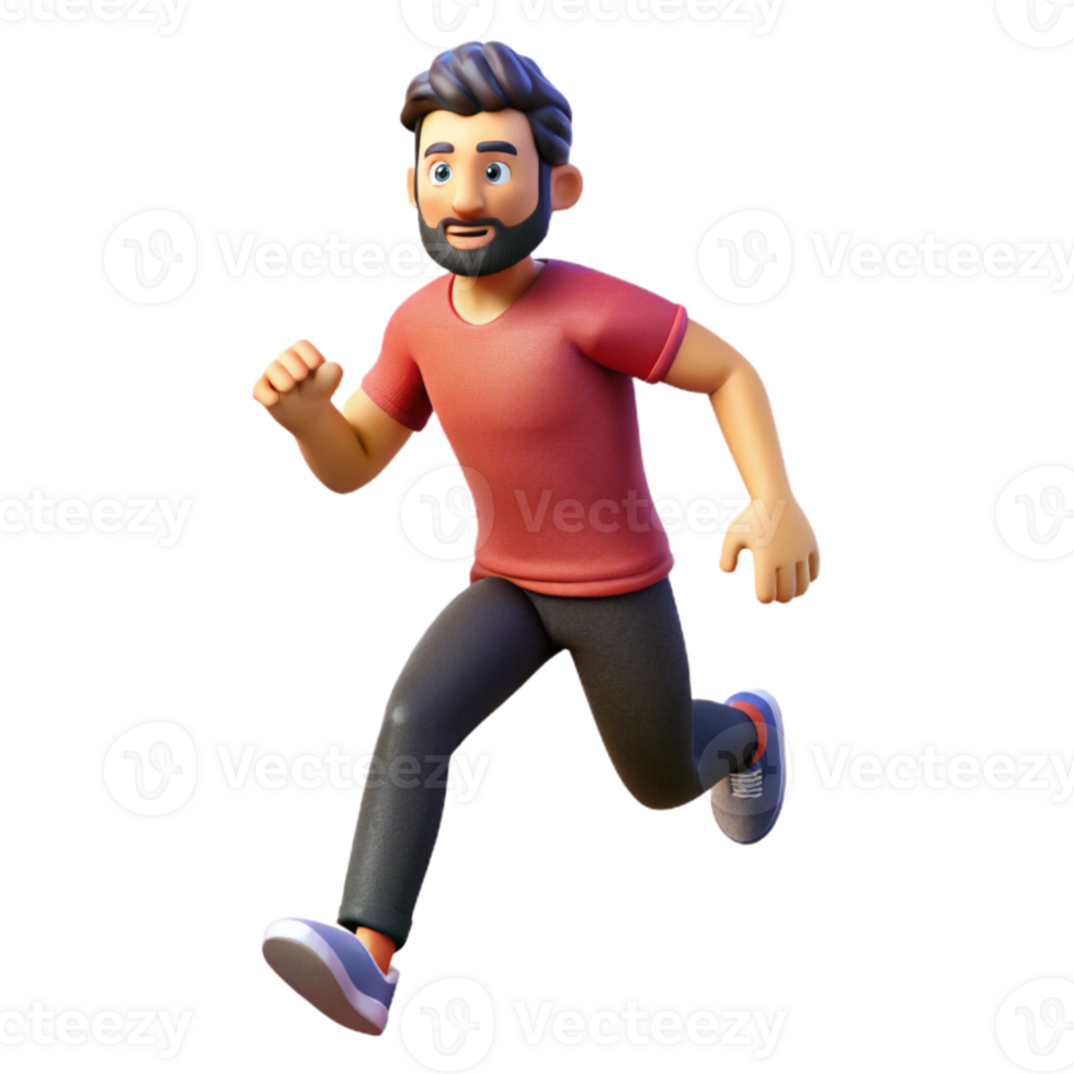 wonderful minimalist Man Running Front View Isolated Cutout 4K png