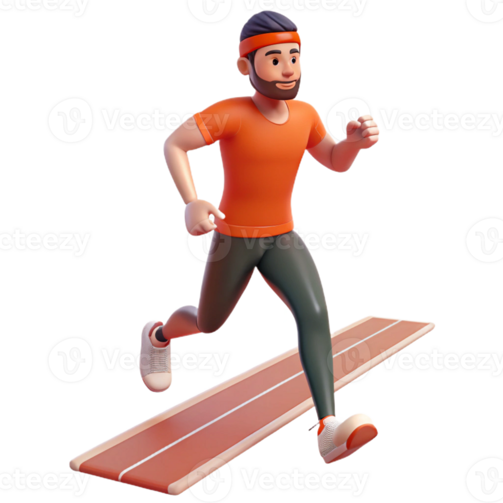 dramatic modern Man Running on Track Transparent Background high resolution png