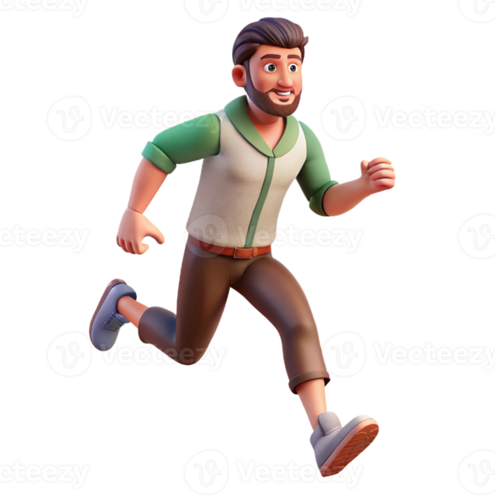 wonderful vintage Man Running on Trail Transparent Background 4K png