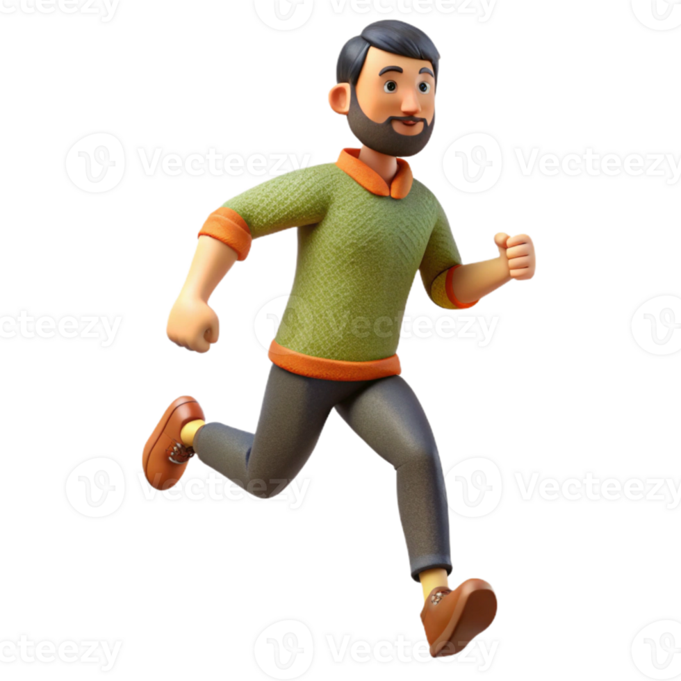 vibrant traditional Man Running on Trail Transparent Background 4K png