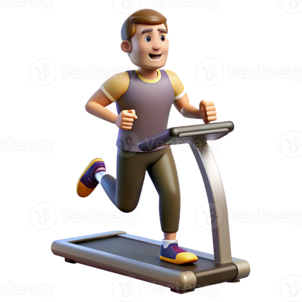 impressive abstract Man Running on Treadmill Isolated Cutout 4K png