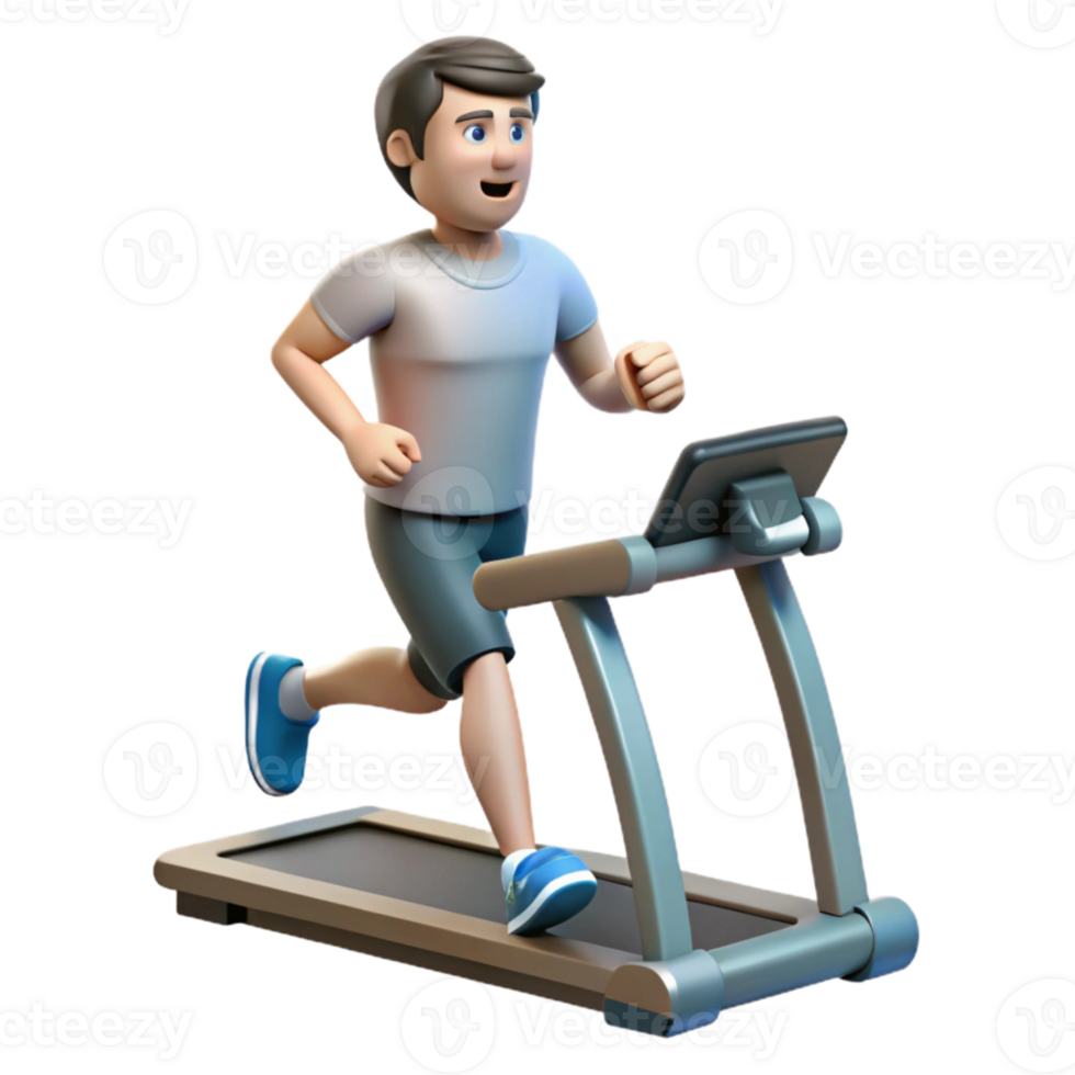 stunning vintage Man Running on Treadmill Isolated Cutout genuine png