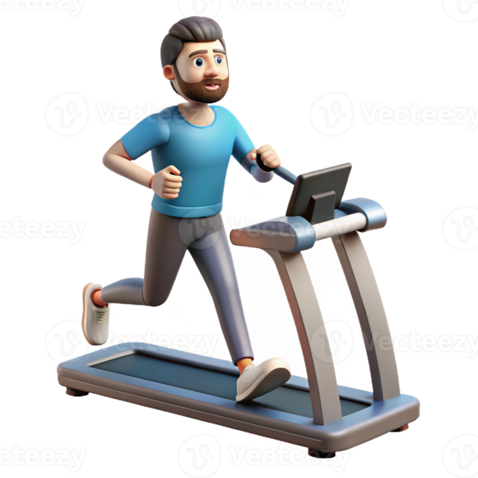 stunning artistic Man Running on Treadmill Isolated Cutout authentic png