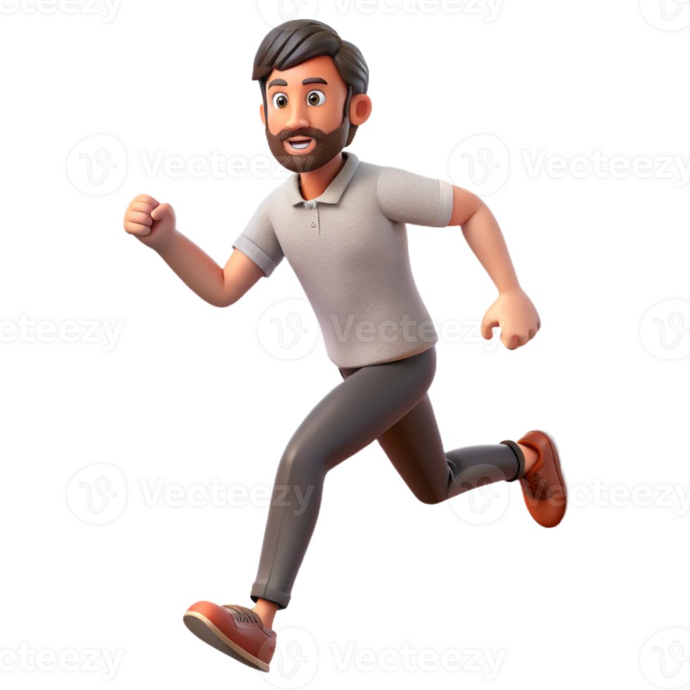 serene artistic Man Running Cutout with Determined Expression 4K png