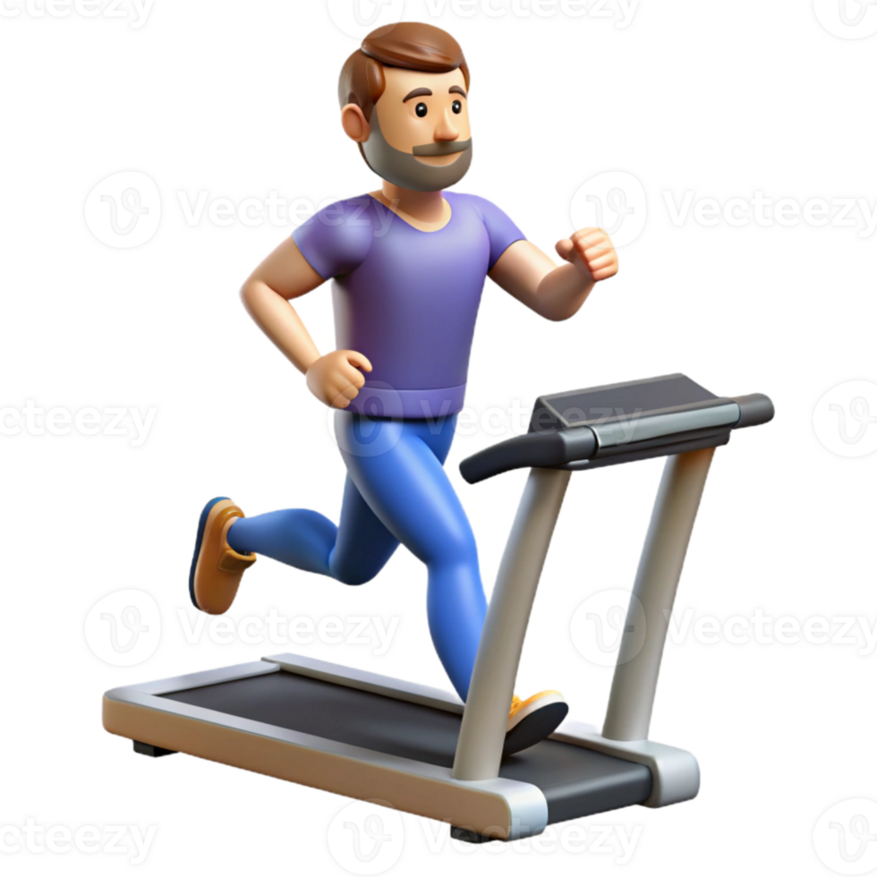 impressive minimalist Man Running on Treadmill Isolated Cutout authentic png