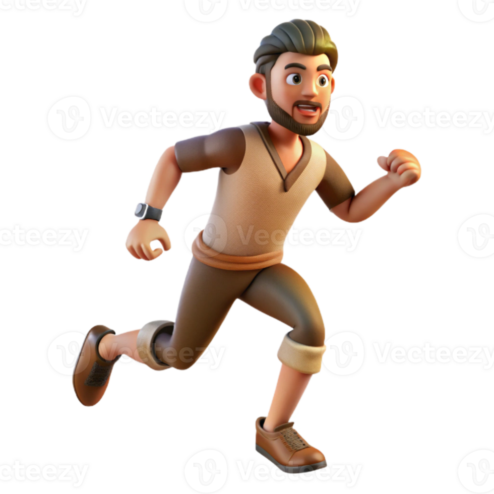 beautiful creative Man Running Cutout with Determined Expression genuine png