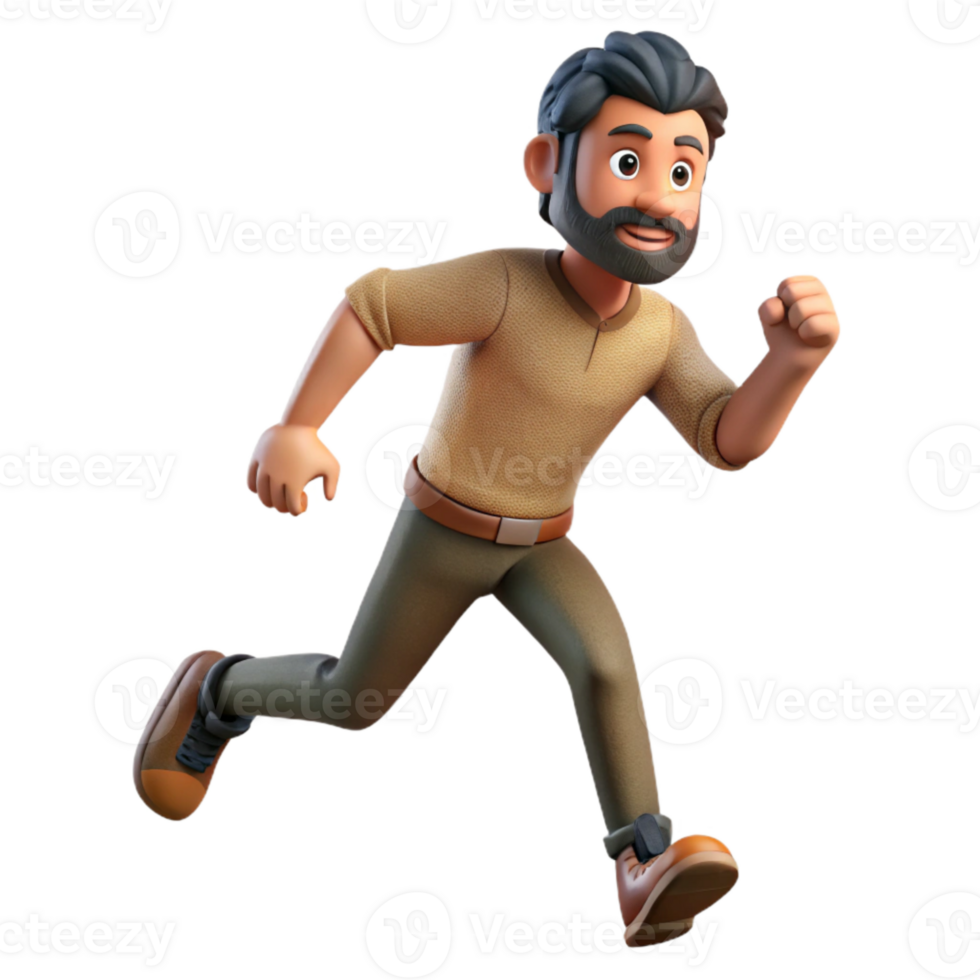 vibrant minimalist Man Running Cutout with Determined Expression high resolution png
