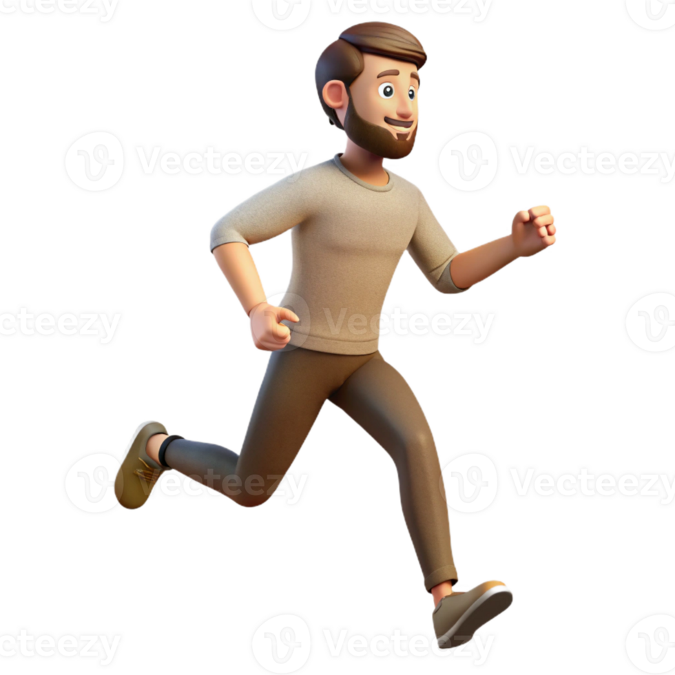 vibrant classic Man Running Track Side View Isolated professional png
