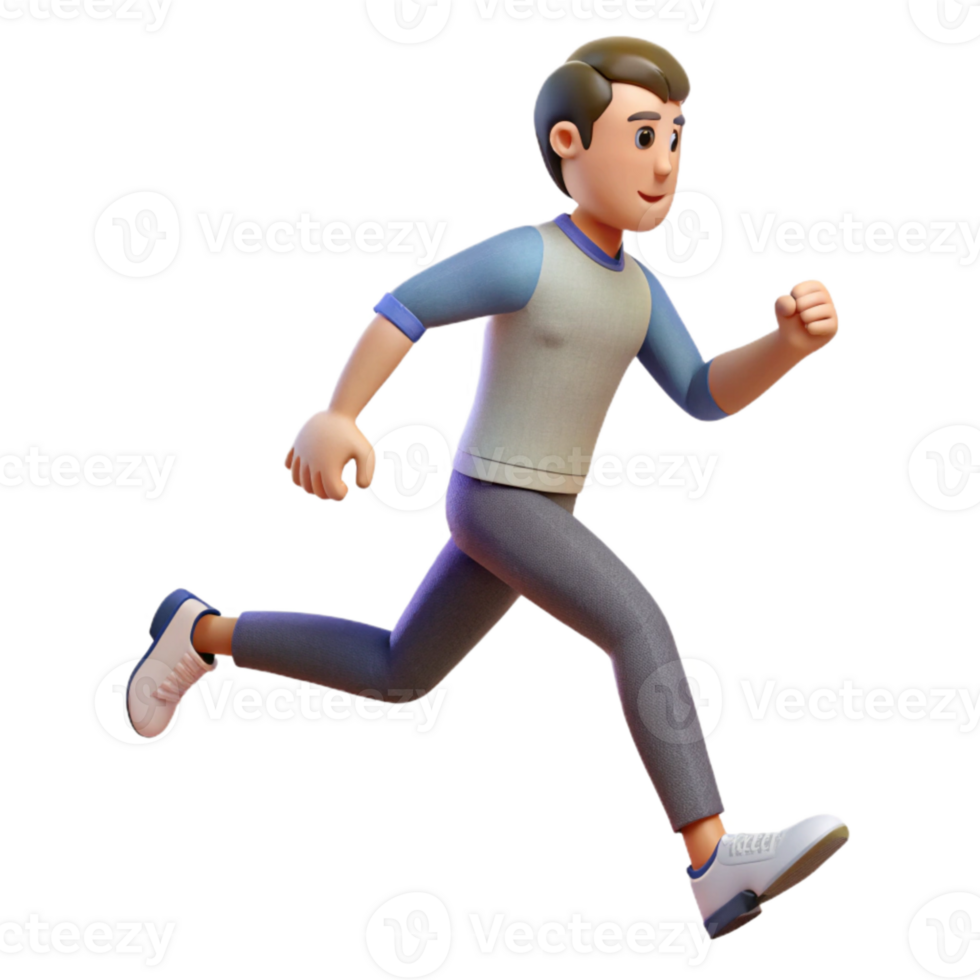 beautiful contemporary Man Running Track Side View Isolated original png