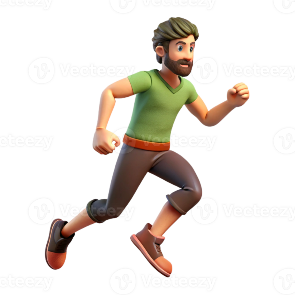 dramatic rustic Man Running Uphill Isolated detailed png