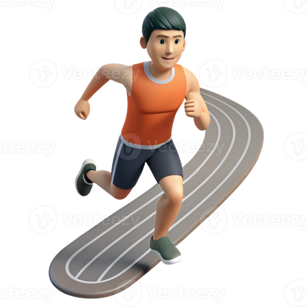 wonderful vintage Man Running Track Top View Isolated detailed png