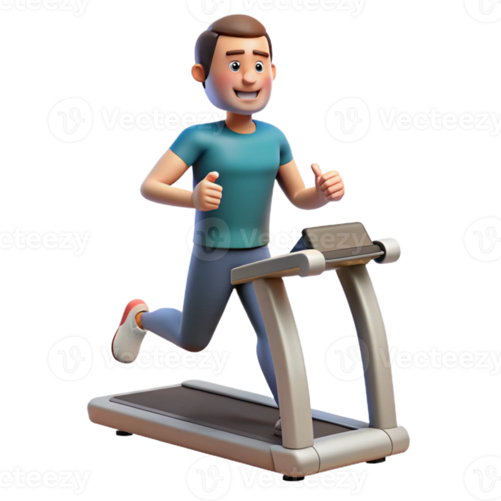 elegant rustic Man Running Treadmill Front View Isolated 4K png