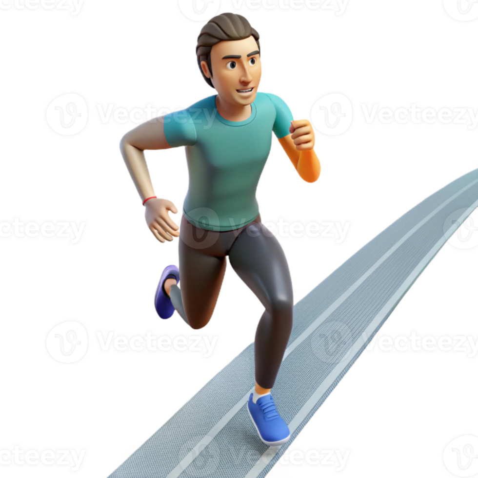 dramatic abstract Man Running Track Top View Isolated professional png