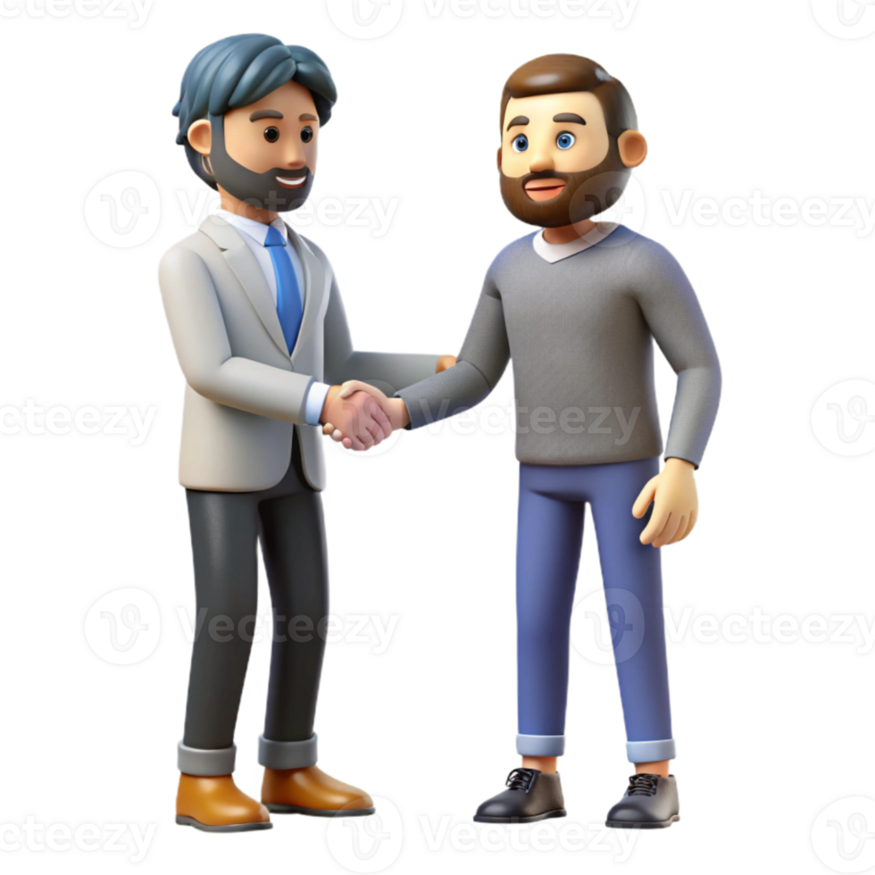 serene traditional Man Shaking Hands with Business Partner Transparent Background high quality png