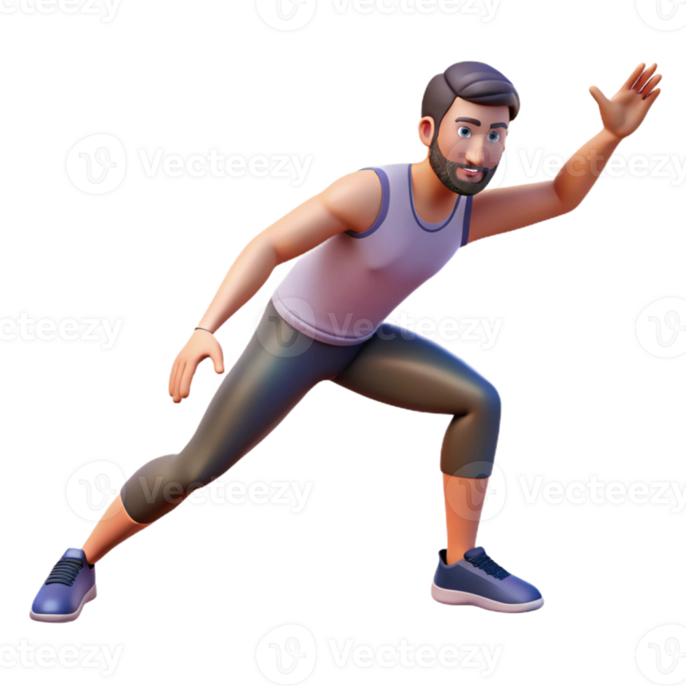 elegant artistic Man Stretching Before Workout Transparent Background professional png
