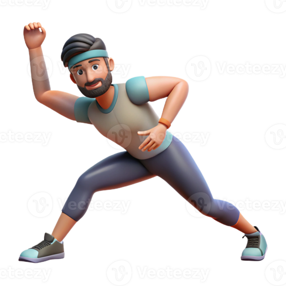 vibrant traditional Man Stretching Before Workout Transparent Background professional png