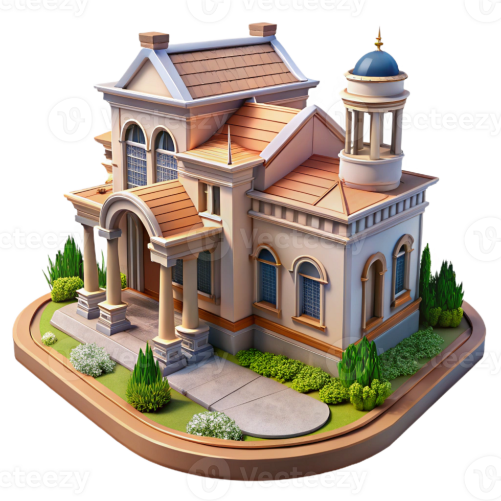 vibrant classic Mansion with Large Garden Cutout professional png