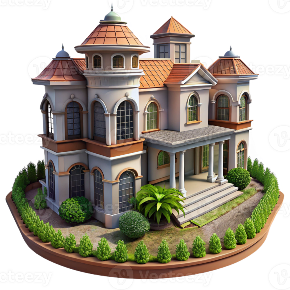 wonderful vintage Mansion with Large Garden Cutout high quality png