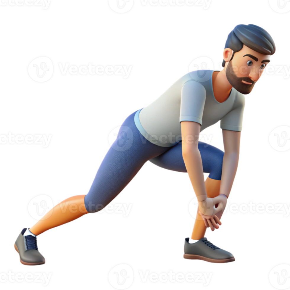 impressive rustic Man Stretching Hamstrings Transparent Background detailed png
