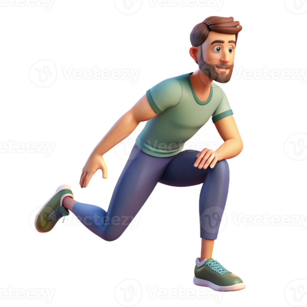 vibrant creative Man Stretching Legs Before Run Isolated 4K png