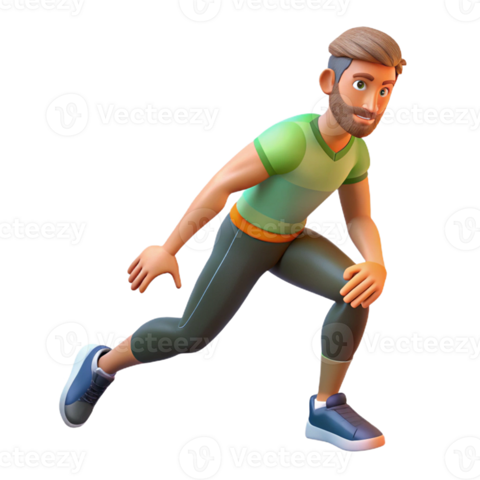 serene rustic Man Stretching Legs Before Run Isolated professional png