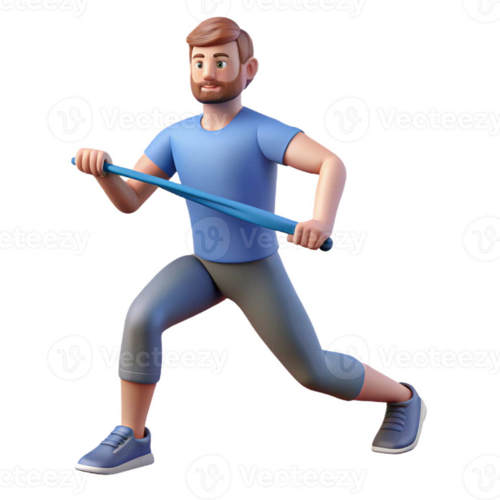 wonderful rustic Man Stretching with Resistance Band Isolated Cutout premium png
