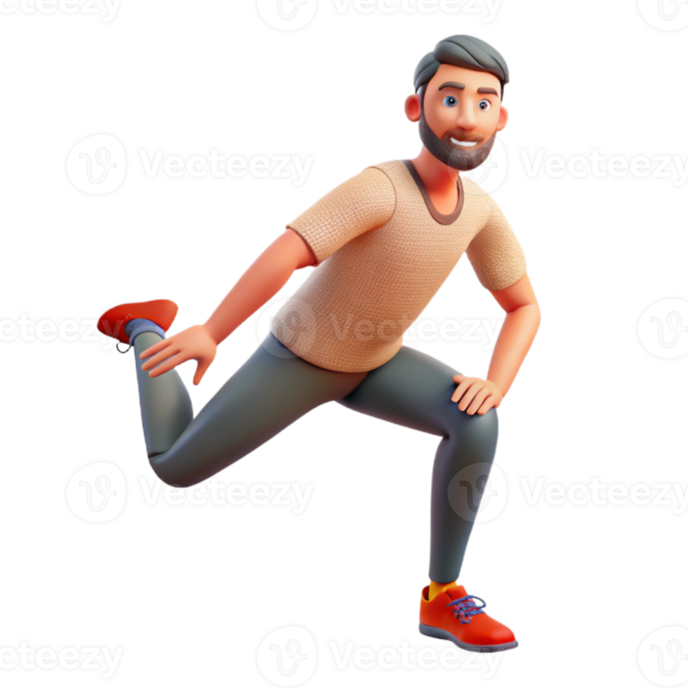 stunning minimalist Man Stretching Legs Transparent Background detailed png