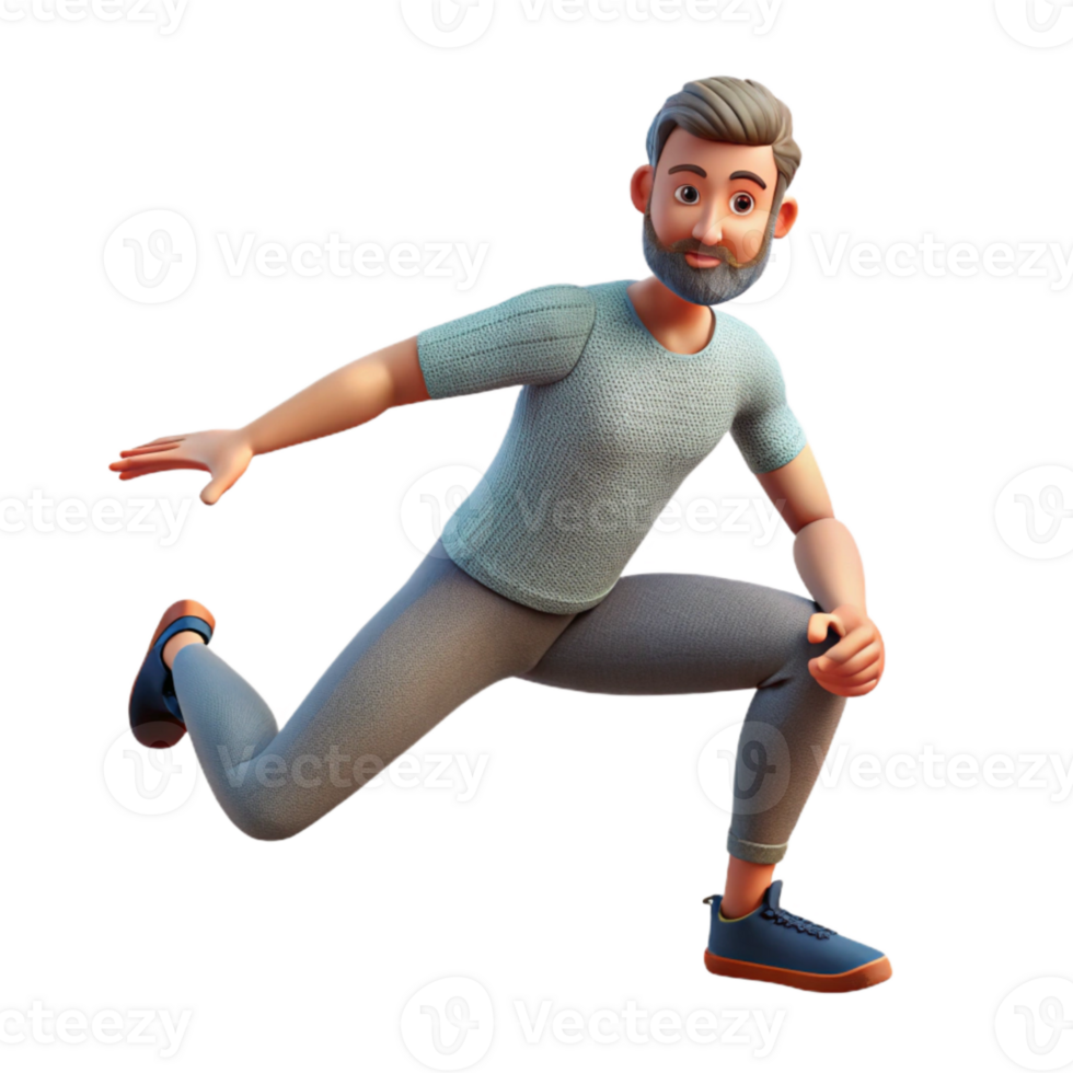 vibrant traditional Man Stretching Legs Transparent Background professional png