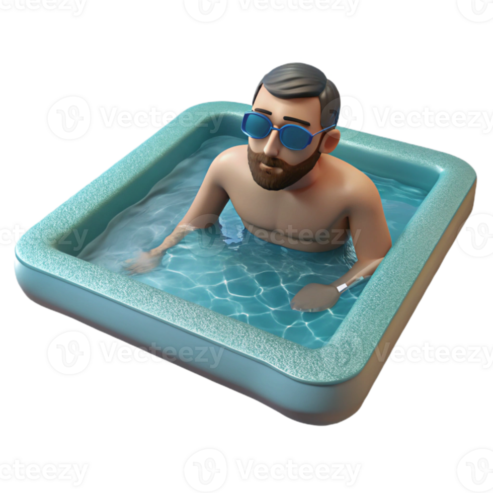 extraordinary classic Man Swimming in Pool Isolated detailed png