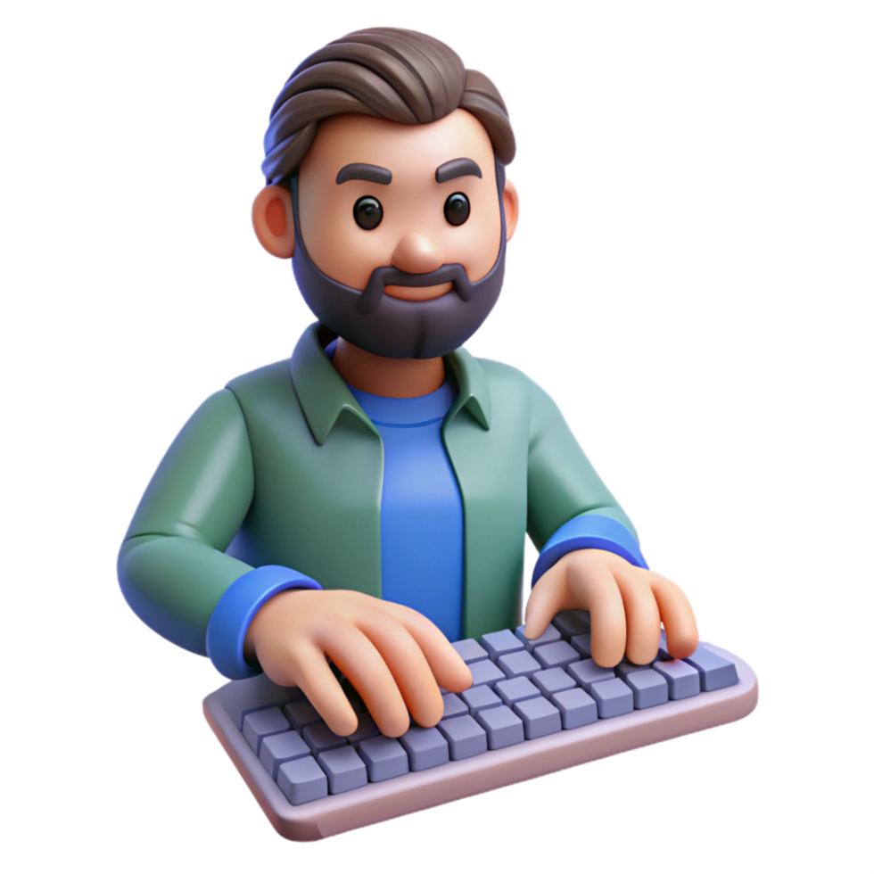 extraordinary contemporary Man Typing on Keyboard Close Up Isolated Element high resolution png