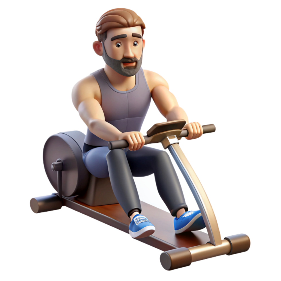 stunning abstract Man Using Rowing Machine Isolated Cutout original png