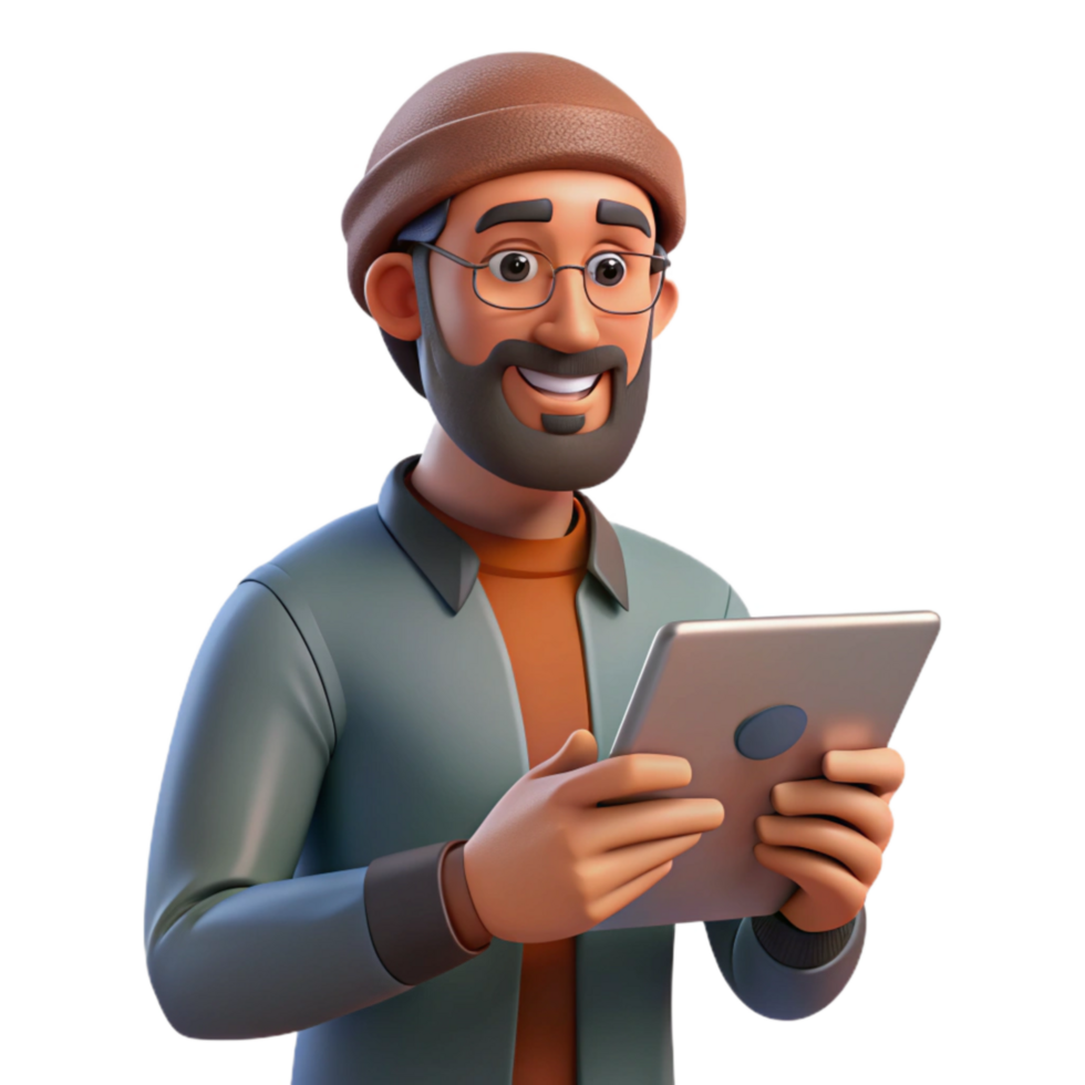 extraordinary vintage Man Using Tablet Close Up Transparent exclusive png