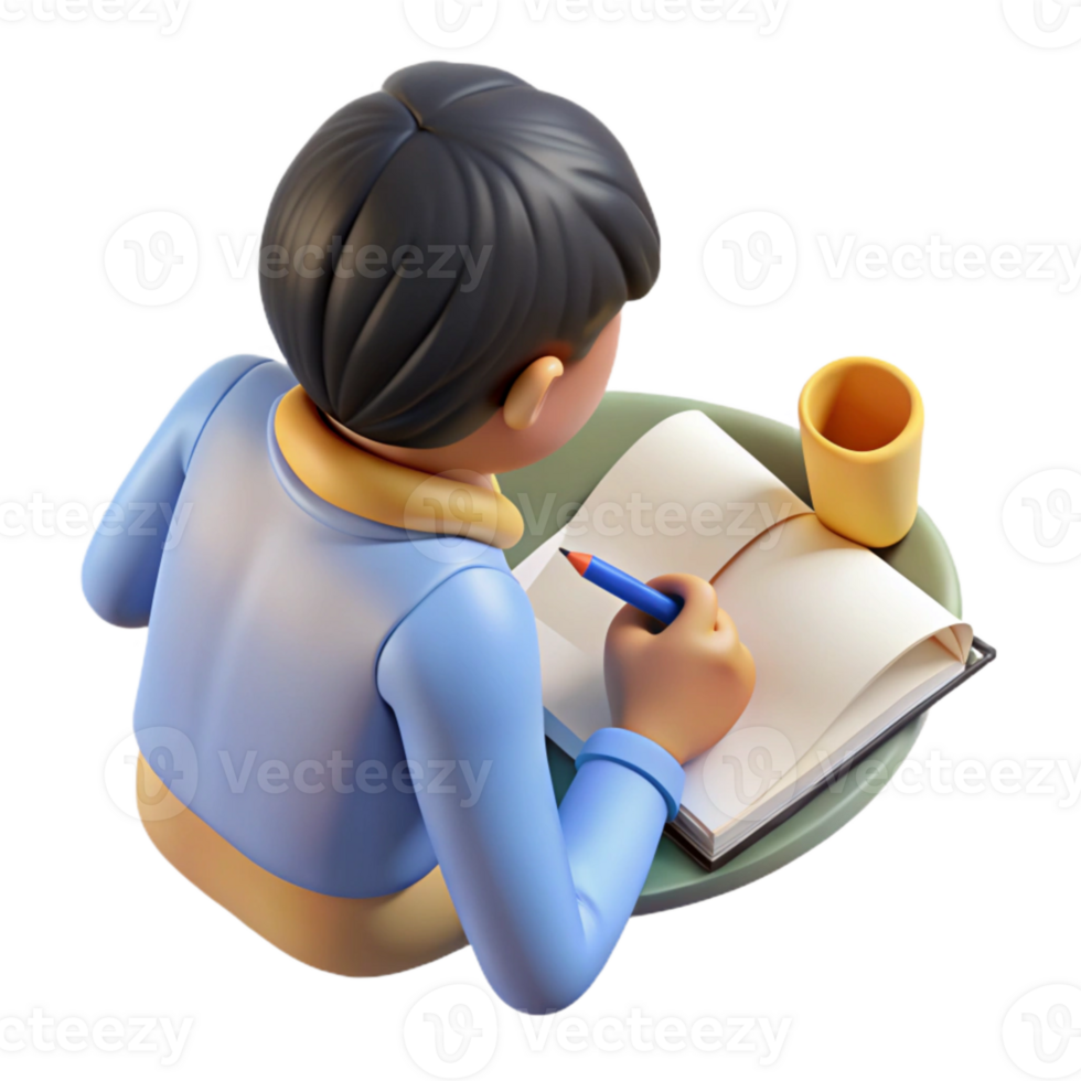 impressive artistic Man Writing in Notebook Close Up Transparent detailed png