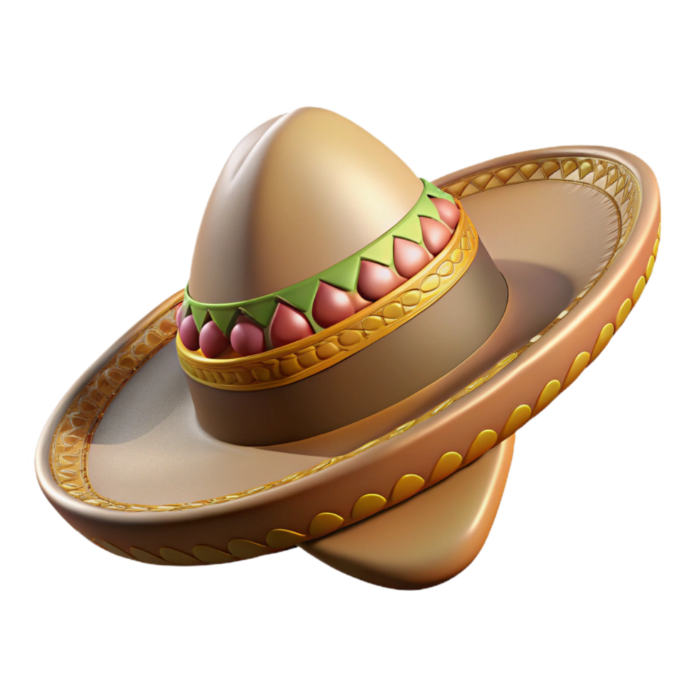 serene minimalist Mariachi Hat Wide Brimmed Embroidered Design Isolated exclusive png
