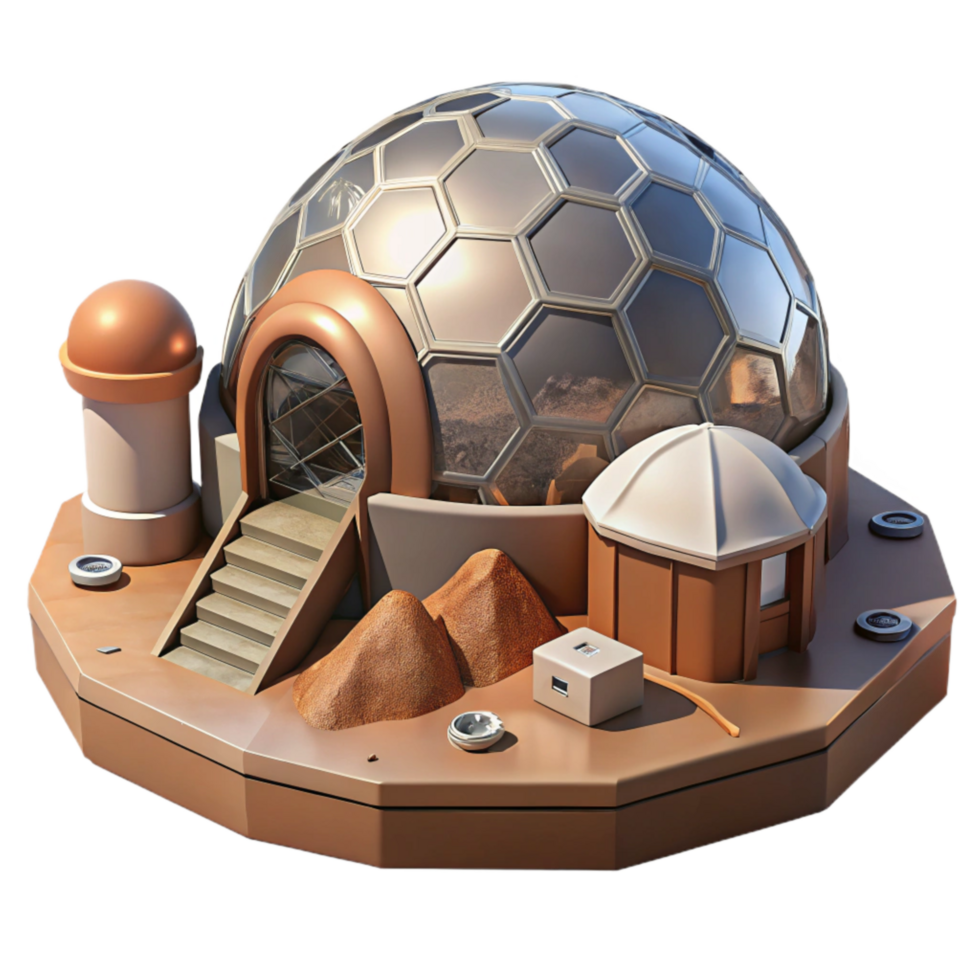 serene artistic Mars Colony Habitat with Dome Transparent Background exclusive png