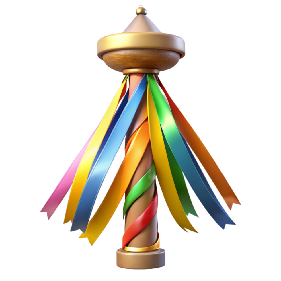 extraordinary vintage Maypole with Ribbons Colorful Spring Festival Isolated Element premium png
