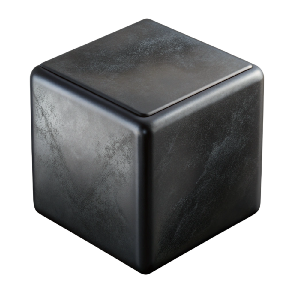impressive vintage Matte Black Cube Isolated on Transparent Background genuine png