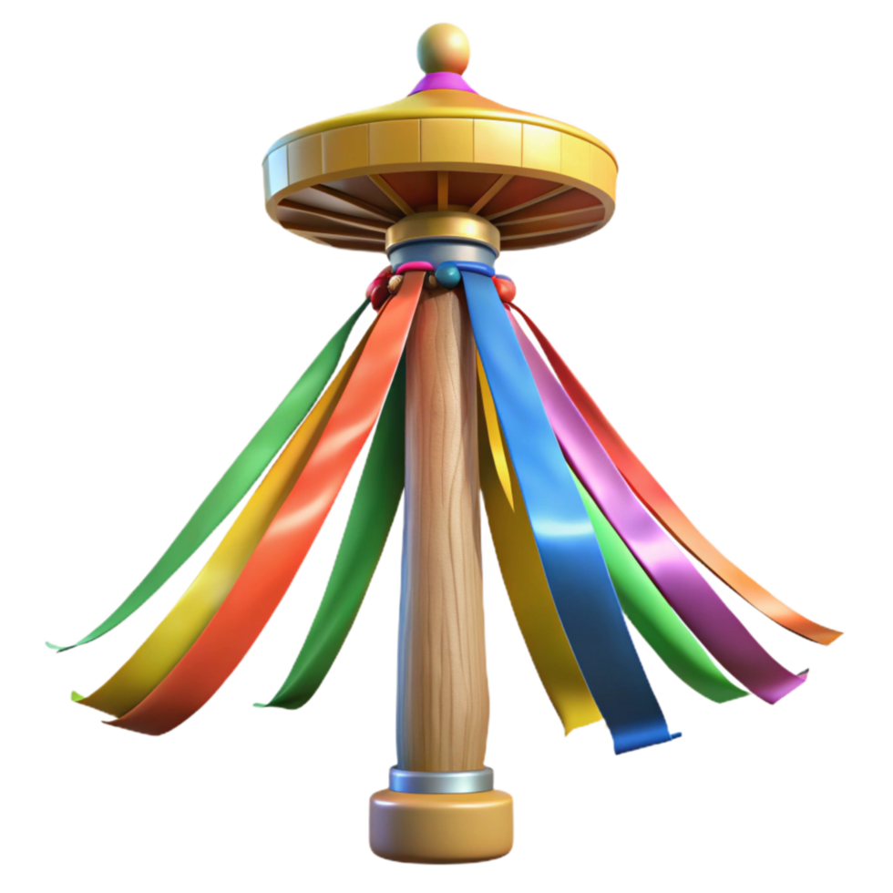 impressive traditional Maypole with Ribbons Colorful Spring Festival Isolated Element authentic png
