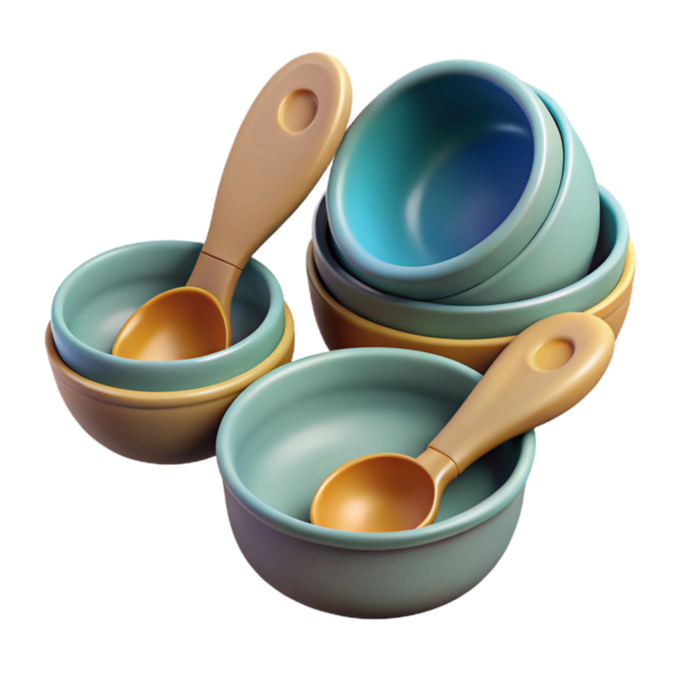 wonderful modern Measuring Cups and Spoons Set Isolated Cutout high resolution png