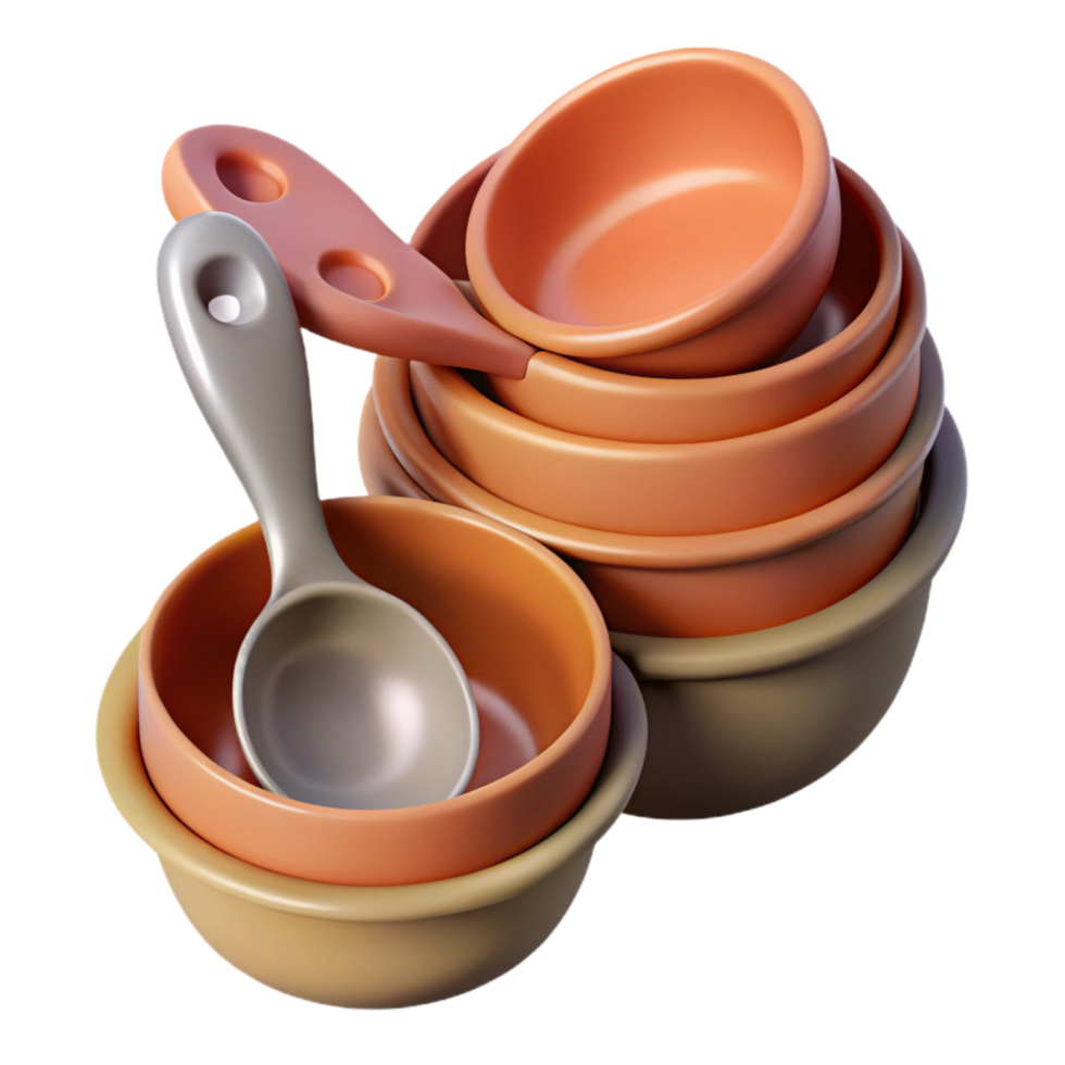beautiful classic Measuring Cups and Spoons Set Isolated Cutout high resolution png