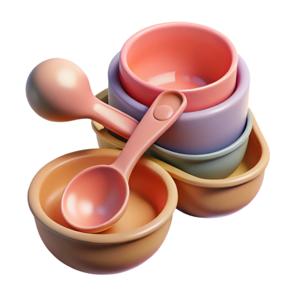 vibrant abstract Measuring Cups and Spoons Set Isolated Cutout professional png