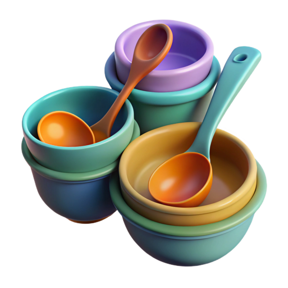 impressive rustic Measuring Cups and Spoons Set Isolated Cutout original png