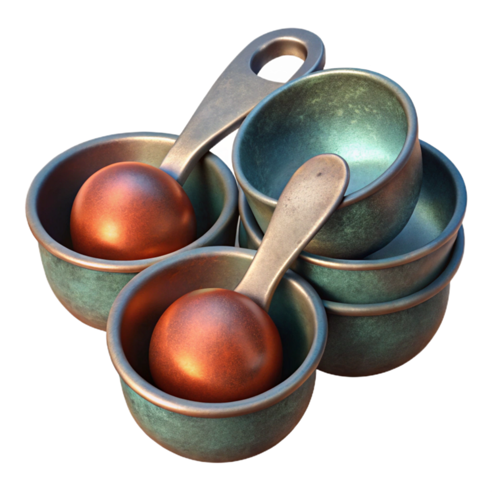 elegant rustic Measuring Cups and Spoons Set Isolated Cutout original png