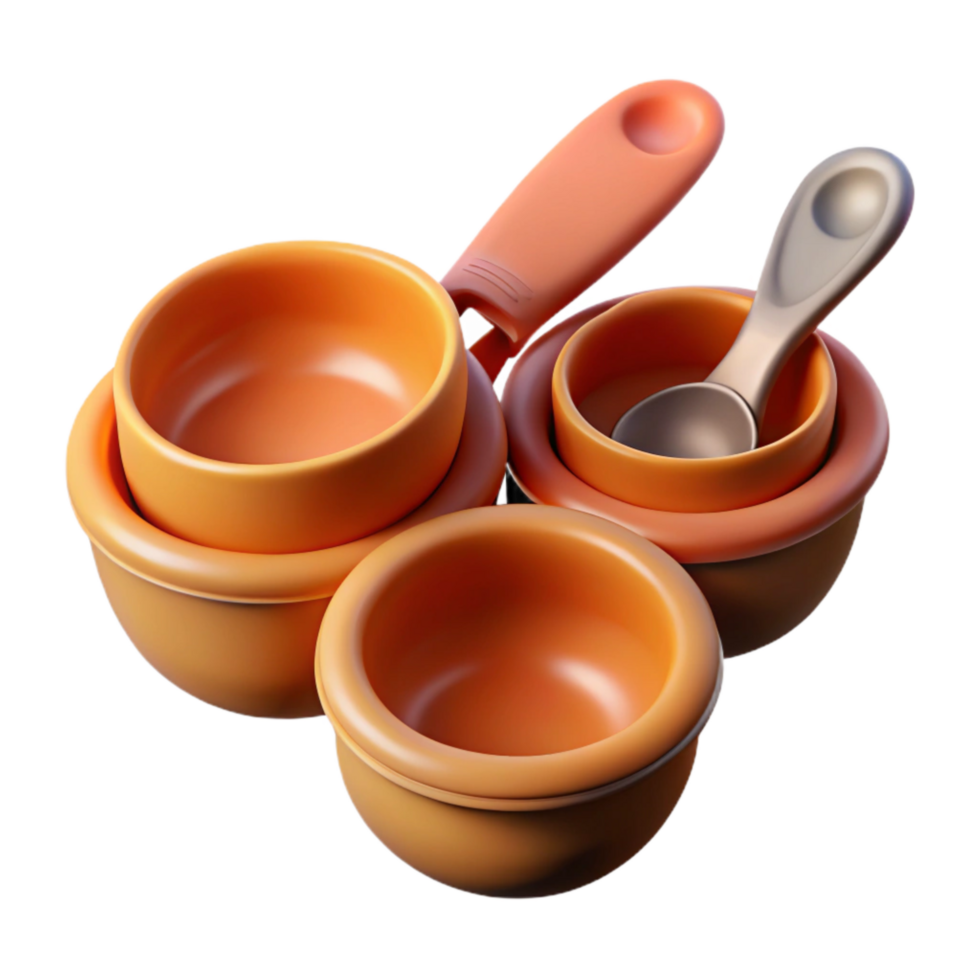 beautiful traditional Measuring Cups and Spoons Set Isolated Cutout premium png